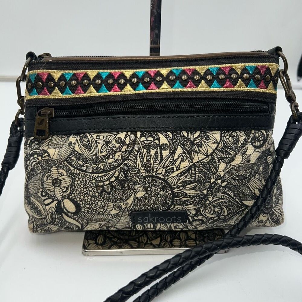 Sakroots Boho Multi Print Braided Removable Cross… - image 2